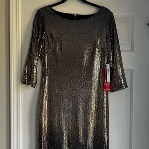 Tahari Sequin Short Dress 3/4 Sleeve NWT